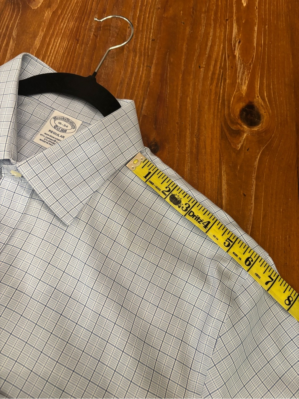 Brooks Brothers Men’s Blue Windowpane Dress Shirt Size 16-34 - Picture 6 of 7